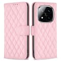 Pikkukuva 1 / 8: SKALO Xiaomi Redmi Note 14 Pro 5G BINFEN COLOR Tikattu kuori Lompakkokotelo - Pinkki
