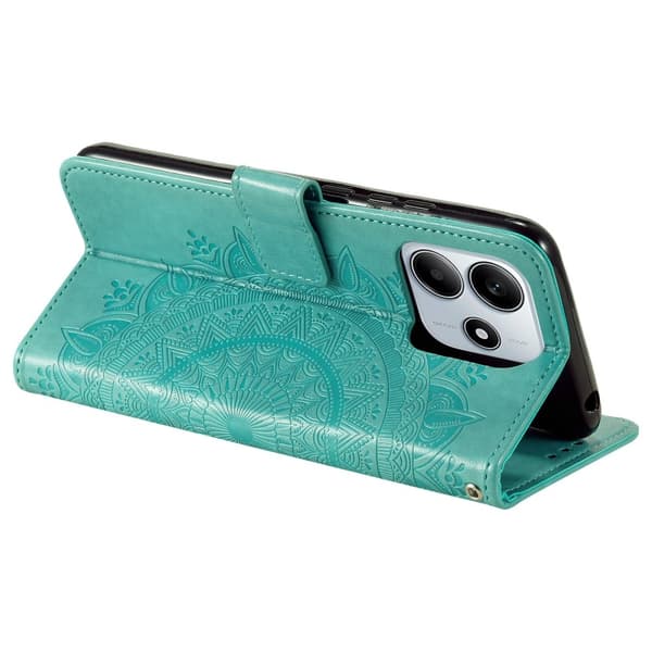 SKALO Xiaomi Redmi Note 14 4G Mandala Lompakkokotelo - Turkoosi
