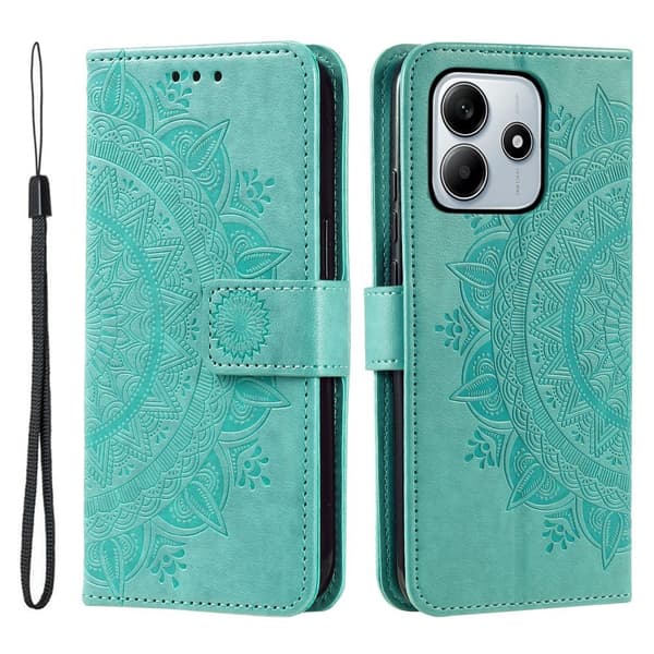 SKALO Xiaomi Redmi Note 14 4G Mandala Lompakkokotelo - Turkoosi