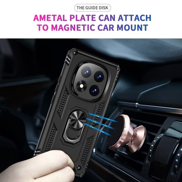SKALO Xiaomi Redmi Note 14 Pro+ 5G Armor Metallring Cover - Sort