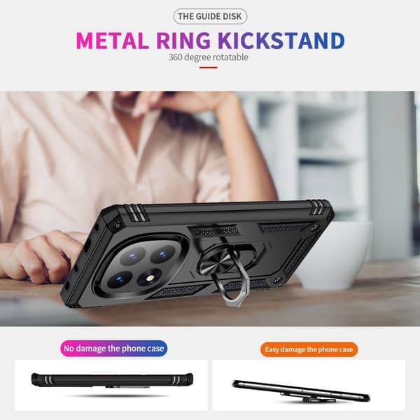 SKALO Xiaomi Redmi Note 14 Pro+ 5G Armor Metallring Cover - Sort