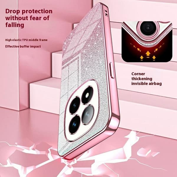 SKALO Xiaomi Redmi Note 14 Pro+ 5G Electroplating Glitter Cover - Guld