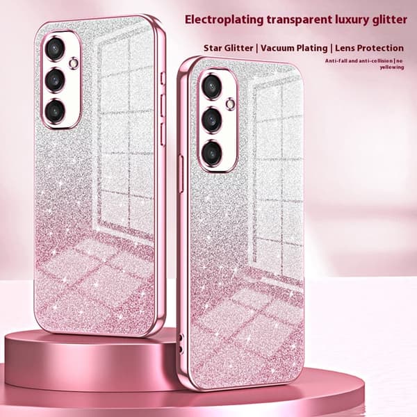 SKALO Samsung S25 Electroplating Glitter Skal - Rosa