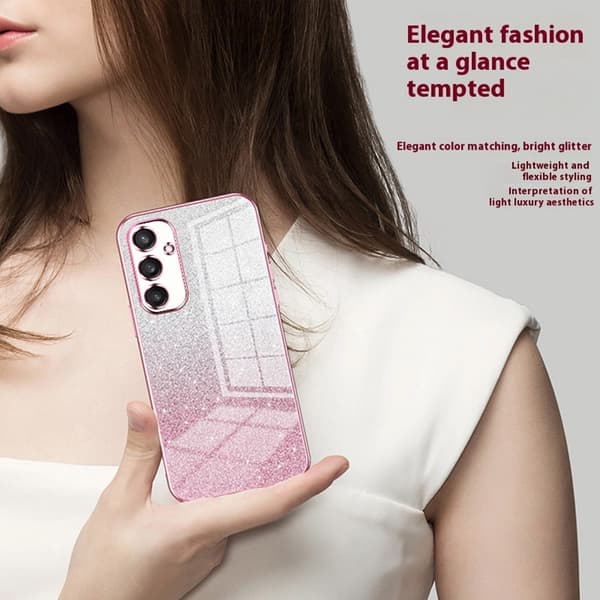 SKALO Samsung S25 Electroplating Glitter Skal - Rosa