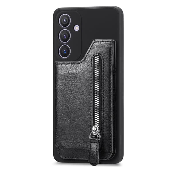 SKALO Samsung S25 PU-læder lynlås Cover - Sort