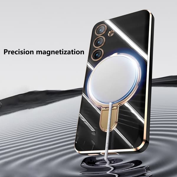 SKALO Samsung S25 Kultasormus Suojakuori - Musta