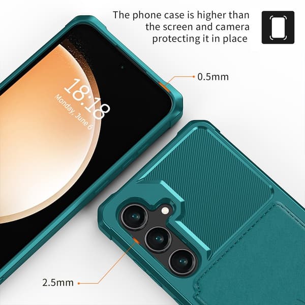 SKALO Samsung S25 Stötåligt Skal med Plånbok - Grön