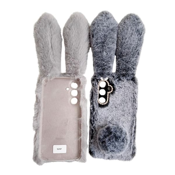 SKALO Samsung S25 3D Fluffy Bunny Cover - Pink