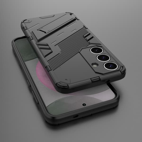 SKALO Samsung S25 Armor Hybrid Punk Suojakuori - Musta