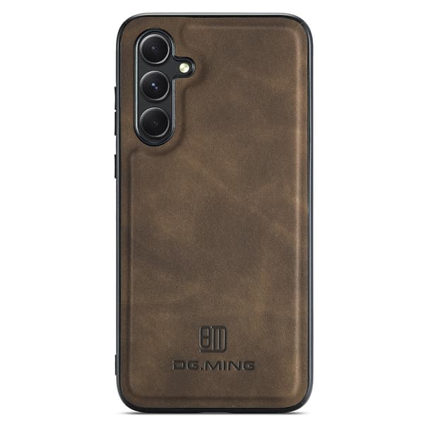 DG MING Samsung S25 Premium PU-nahka Hybrid Suojakuori - Tummanruskea