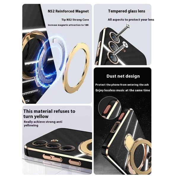 SKALO Samsung S25 Guldring Cover - Hvid