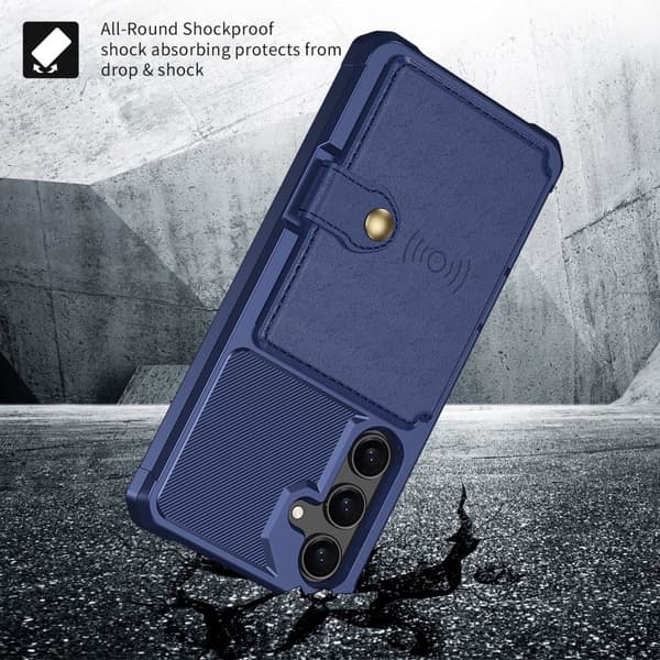 SKALO Samsung S25+ Stødresistent Cover med Pung- Blå