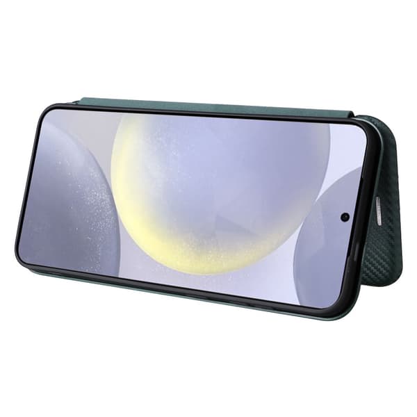 SKALO Samsung S25 Carbon Fiber Flip Cover - Grøn