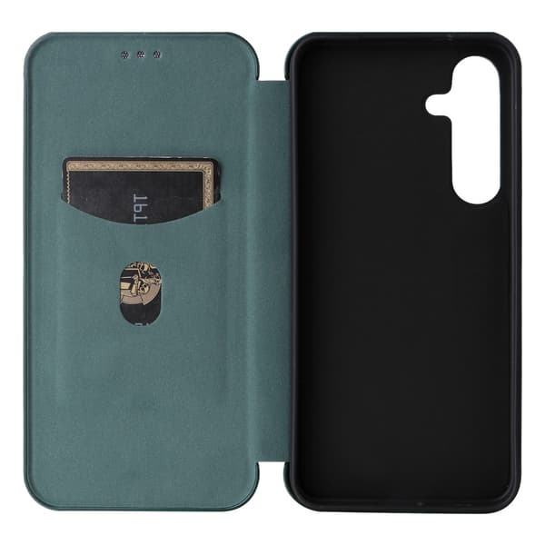 SKALO Samsung S25 Carbon Fiber Flip Cover - Grøn