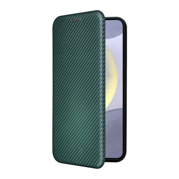 SKALO Samsung S25 Carbon Fiber Flip Cover - Grøn