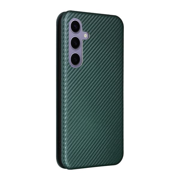 SKALO Samsung S25 Carbon Fiber Flip Cover - Grøn