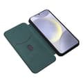 Miniatyrbillede 2 af 8: SKALO Samsung S25 Carbon Fiber Flip Cover - Grøn