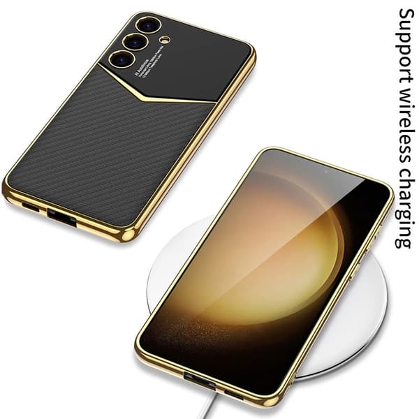 SKALO Samsung S25+ GKK PU-Læder Guldkant Cover - Sort