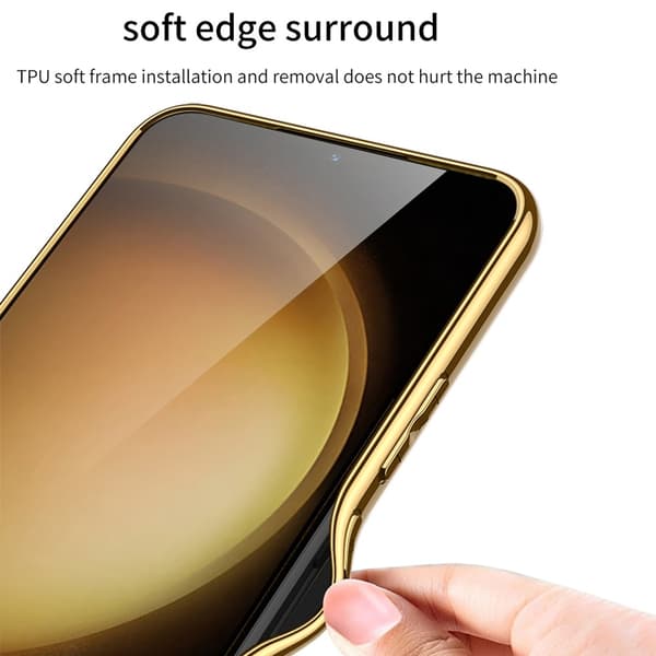 SKALO Samsung S25+ GKK PU-Læder Guldkant Cover - Sort