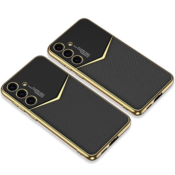 SKALO Samsung S25+ GKK PU-Læder Guldkant Cover - Sort