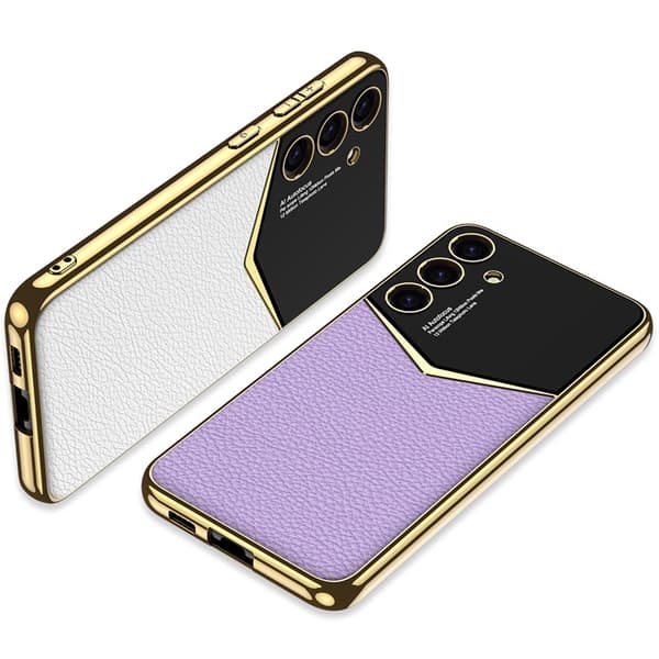 SKALO Samsung S25+ GKK PU-Læder Guldkant Cover - Sort