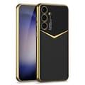 Miniatyrbillede 1 af 9: SKALO Samsung S25+ GKK PU-Læder Guldkant Cover - Sort