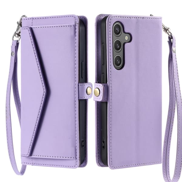 SKALO Samsung S25 PU-Nahkakuori Lompakkokotelo - Violetti