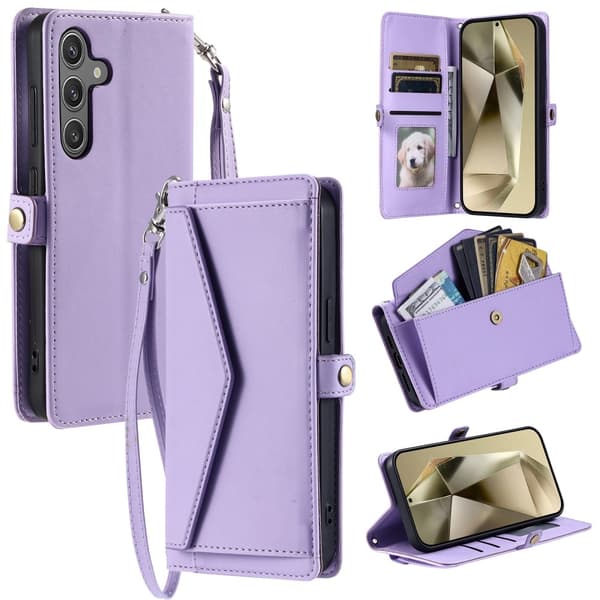 SKALO Samsung S25 PU-Nahkakuori Lompakkokotelo - Violetti