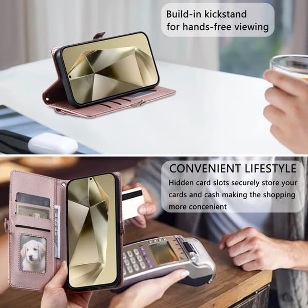 SKALO Samsung S25 PU-Läder Envelope Plånboksfodral - Roséguld