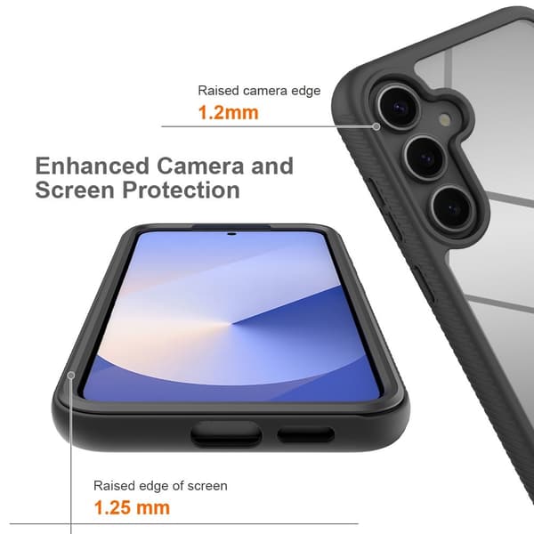SKALO Samsung S25+ Shockproof Clear Hybrid+Näytönsuoja Suojakuori - Musta