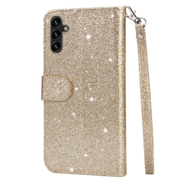 SKALO Samsung S25+ Glitter Vetoketju Lompakkokotelo - Kulta