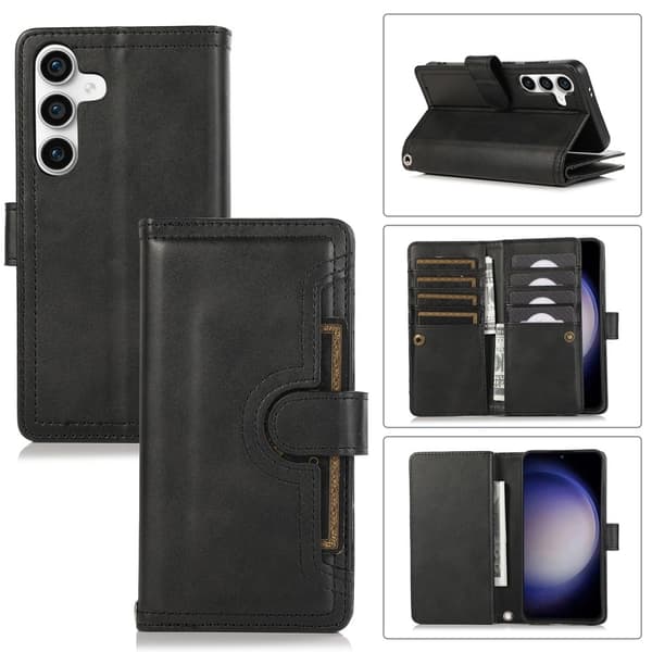 SKALO Samsung S25+ Big Wallet Lompakkokotelo - Musta