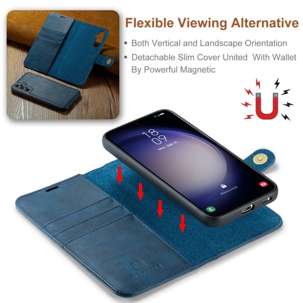 DG MING Samsung S25+ 2-i-1 Magnet Flip Cover - Blå