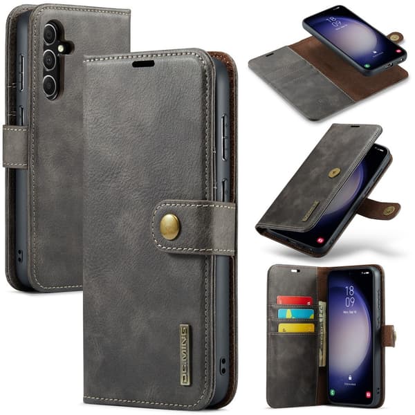 DG MING Samsung S25+ 2-i-1 Magnet Flip Cover - Grå