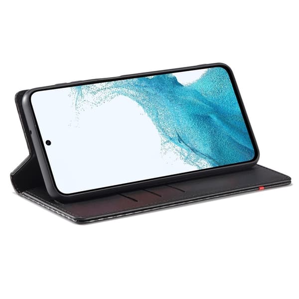 SKALO Samsung S25+ LC.IMEEKE Carbon Fiber Lompakkokotelo - Musta