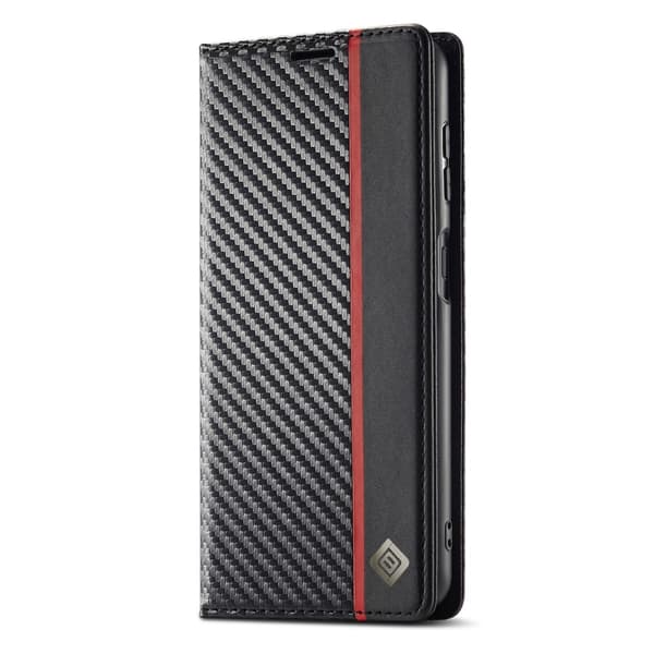 SKALO Samsung S25+ LC.IMEEKE Carbon Fiber Lompakkokotelo - Musta