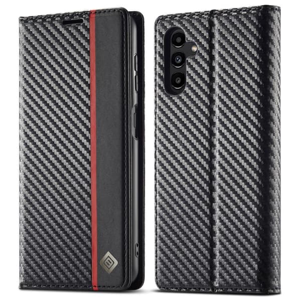 SKALO Samsung S25+ LC.IMEEKE Carbon Fiber Lompakkokotelo - Musta