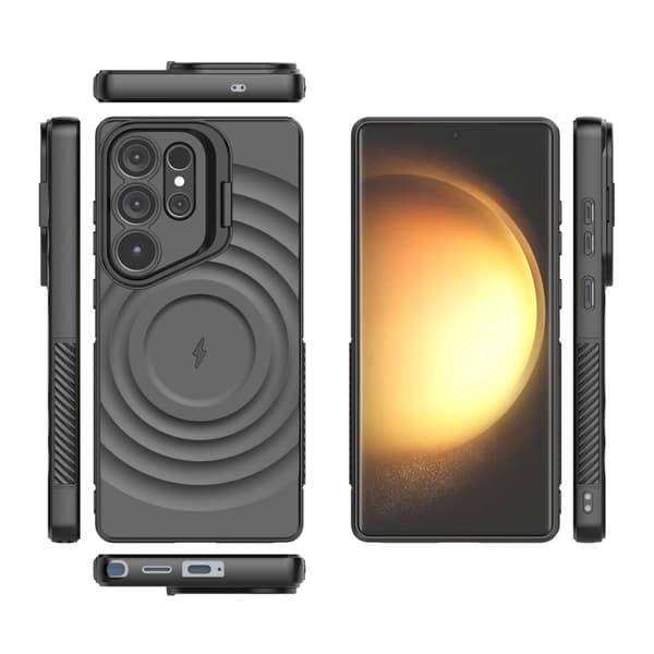SKALO Samsung S25 Ultra Ripple Texture Cover - Sort