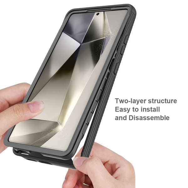 SKALO Samsung S25 Ultra Shockproof Clear Hybrid+Skærmbeskyttelse Cover - Sort