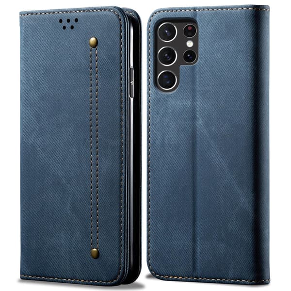 SKALO Samsung S25 Ultra Jeans Lompakkokotelo - Sininen