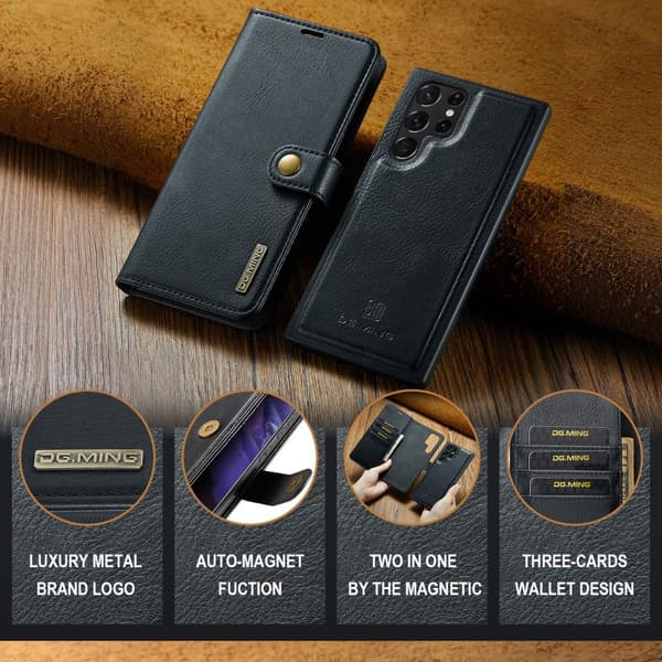 DG MING Samsung S25 Ultra 2-i-1 Magnet Plånboksfodral - Svart