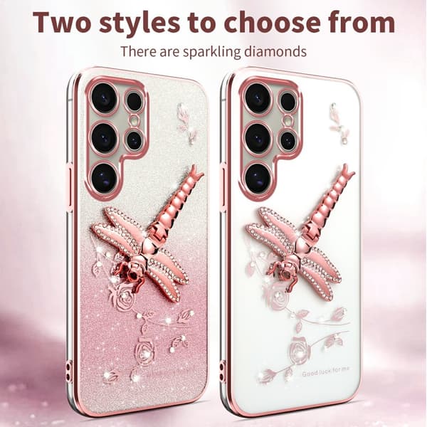 SKALO Samsung S25 Ultra KADEM Dragonfly Glitter Suojakuori - Sininen