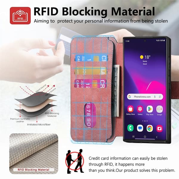 SKALO Samsung S25 Ultra CASENEO MW-03 Plånboksfodral - Rosa