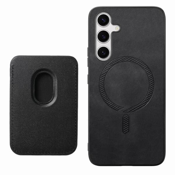 SKALO Samsung S25+ 2-i-1 PU-læder cover+Kortholder Cover - Sort