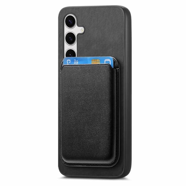 SKALO Samsung S25+ 2-i-1 PU-læder cover+Kortholder Cover - Sort