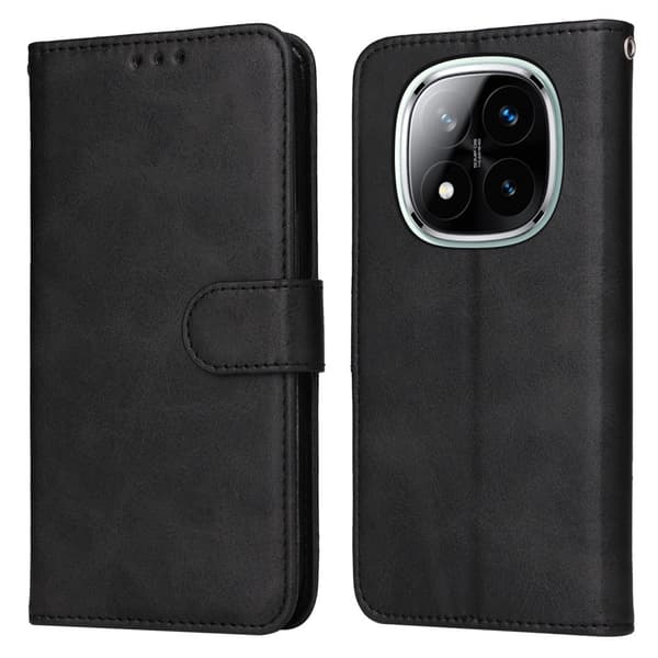 SKALO Xiaomi Redmi Note 14 Pro 5G PU-läder Plånboksfodral Svart