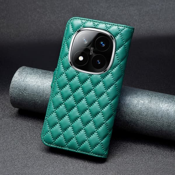 SKALO Xiaomi Redmi Note 14 Pro+ 5G BINFEN COLOR Tikattu kuori Lompakkokotelo - Vihreä