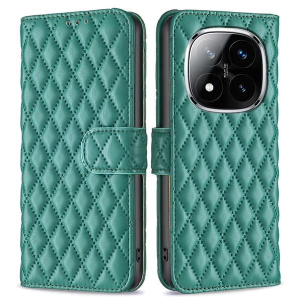 SKALO Xiaomi Redmi Note 14 Pro+ 5G BINFEN COLOR Tikattu kuori Lompakkokotelo - Vihreä