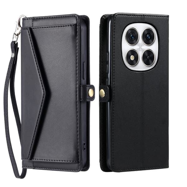 SKALO Xiaomi Redmi Note 14 Pro+ 5G PU-Läder Envelope Plånboksfodral - Svart