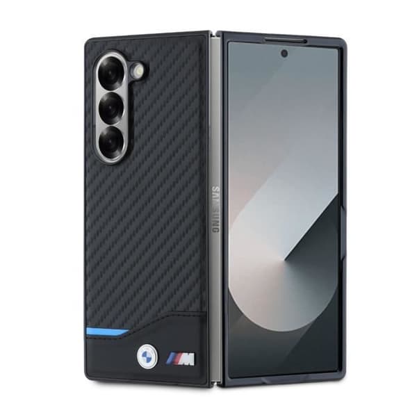 Coque Samsung för Galaxy Z Fold 6 Modell Blue Line med BMW Kolfiber-mönster